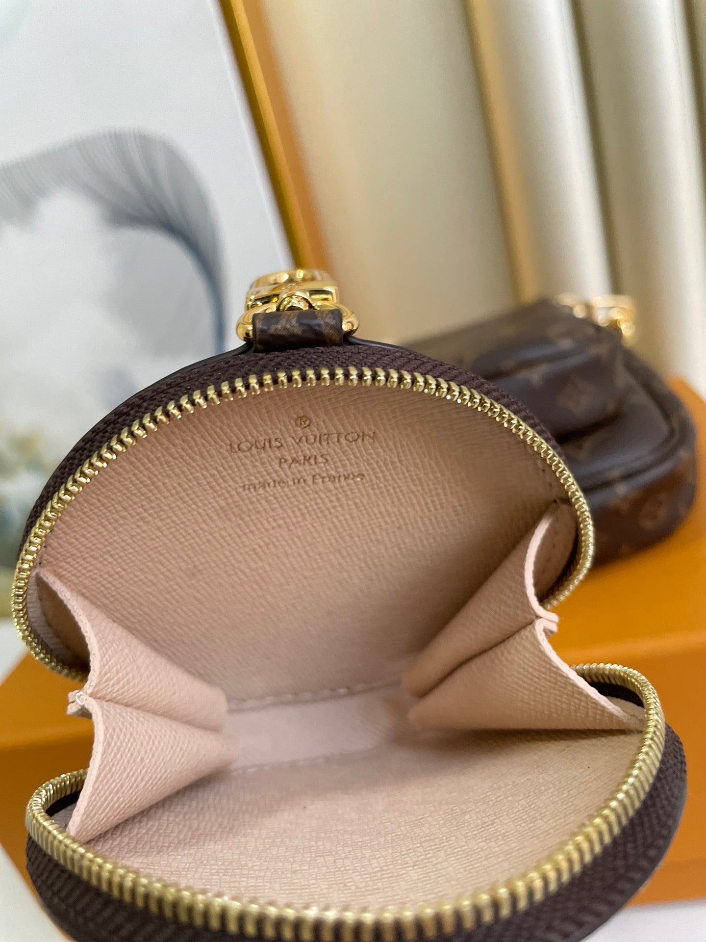Louis Vuitton Brown Monogram 3-in-1 Crossbody Bag with Pink Strap and Coin Purse