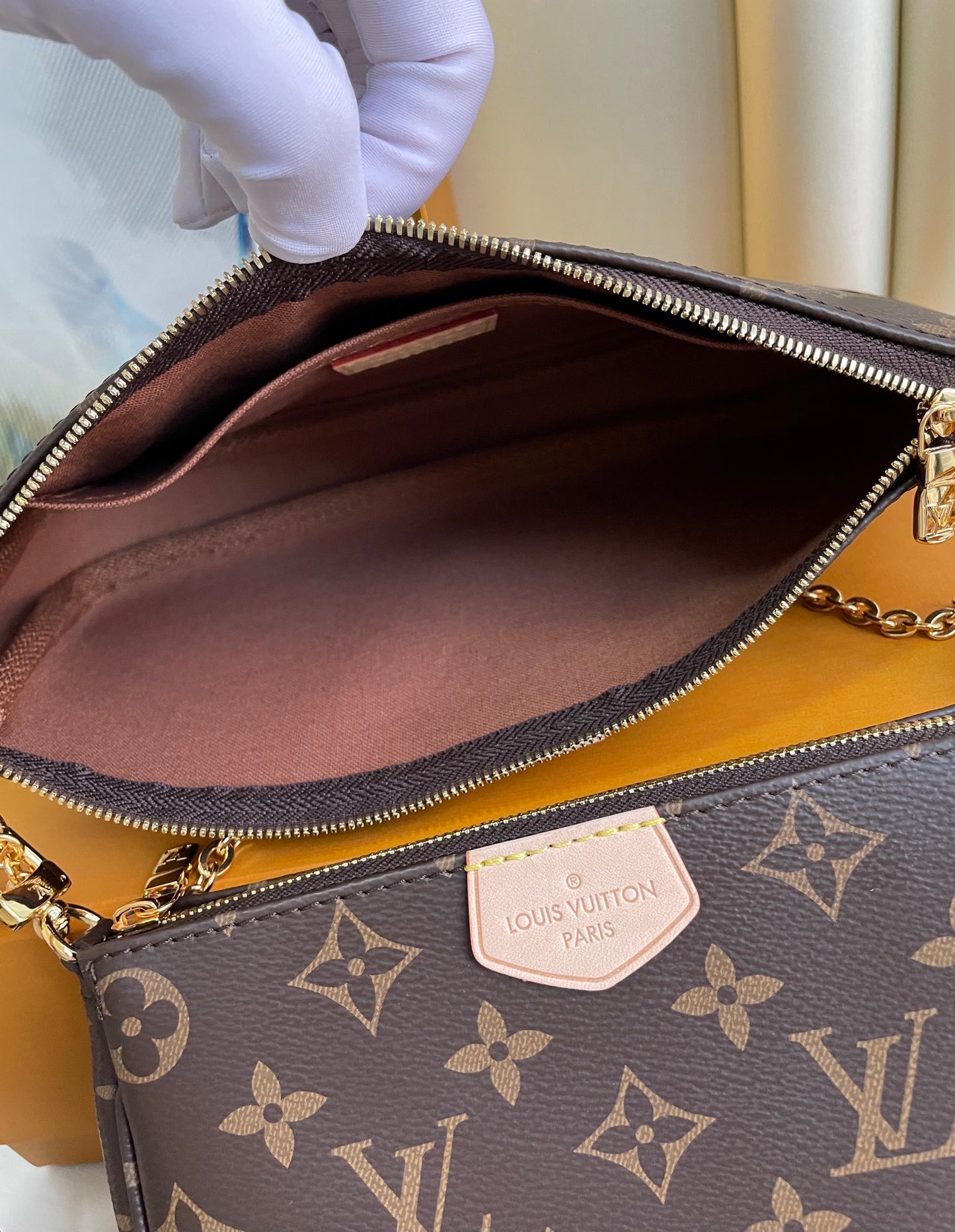 Louis Vuitton Vintage Monogram 3-in-1 Crossbody Bag with Gold Chain and Coin Purse