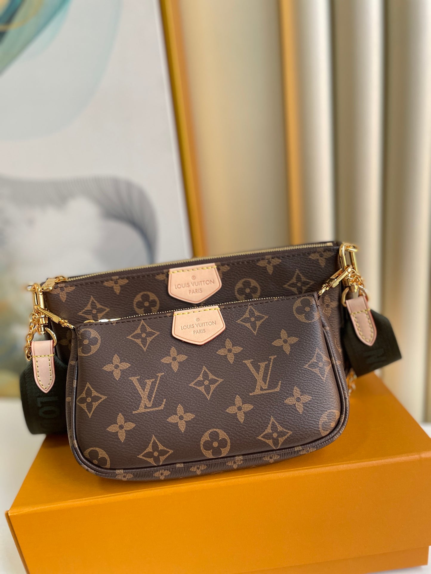 Louis Vuitton Vintage Monogram 3-in-1 Crossbody Bag with Gold Chain and Coin Purse