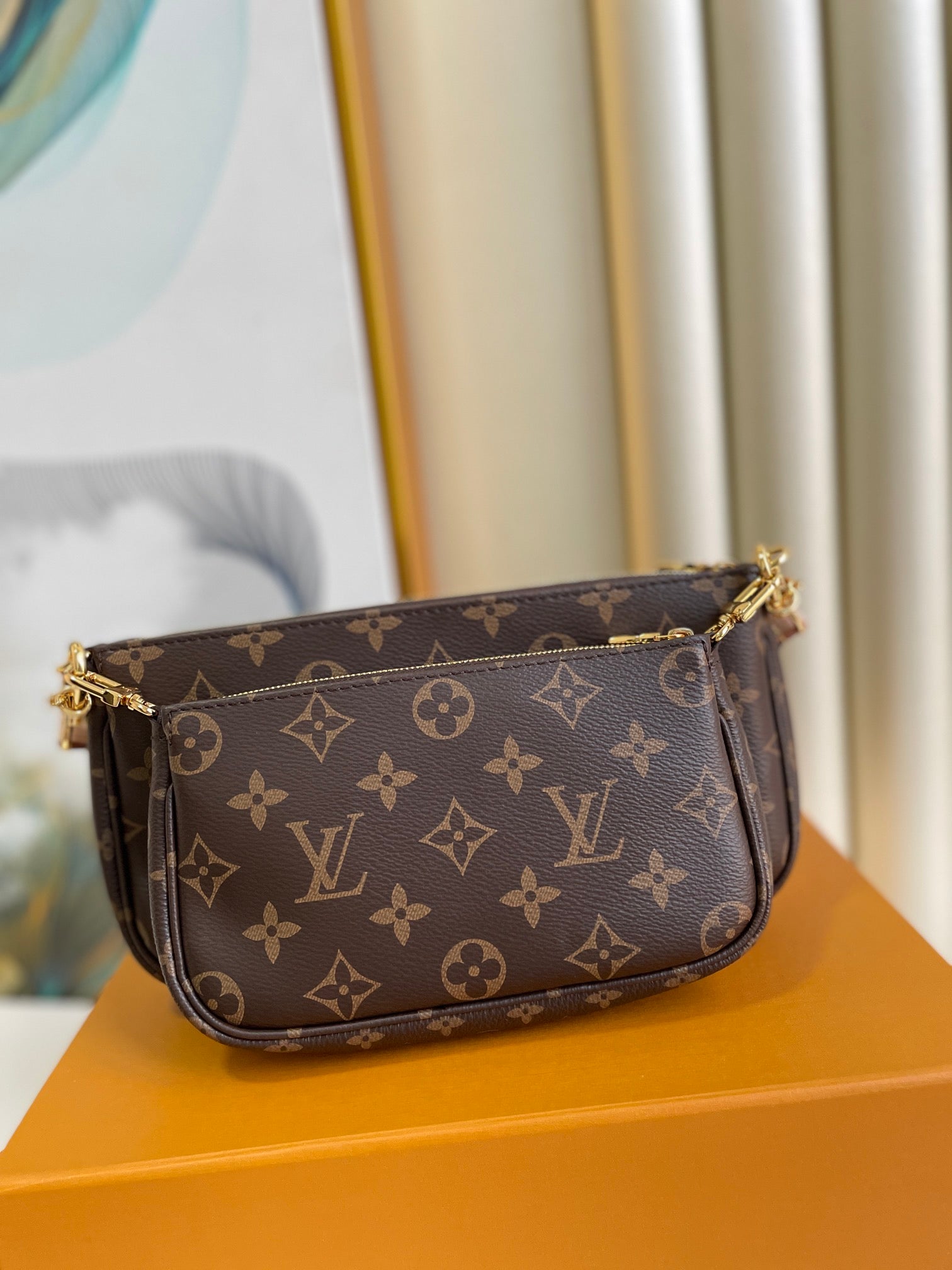 Louis Vuitton Vintage Monogram 3-in-1 Crossbody Bag with Gold Chain and Coin Purse