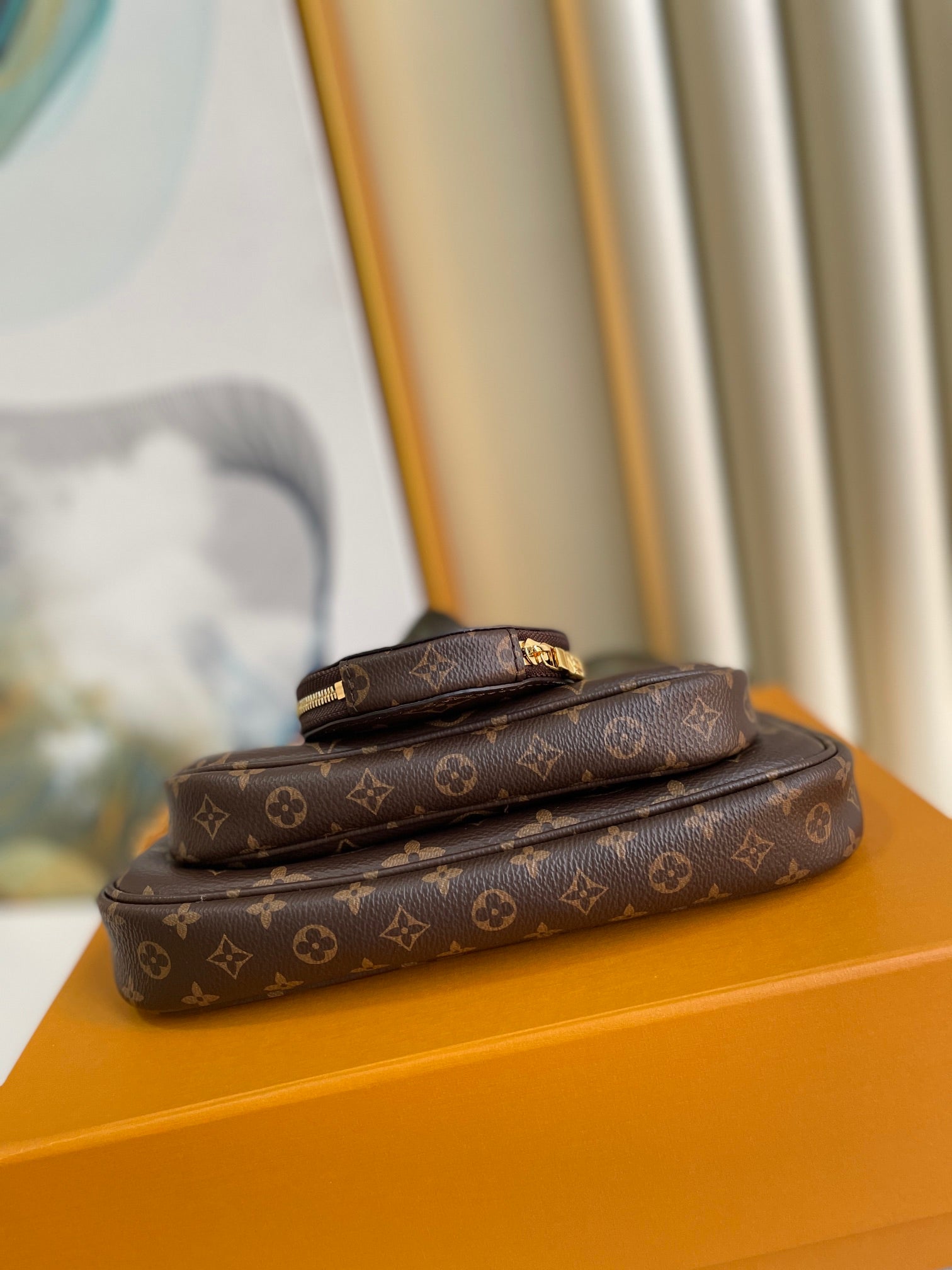 Louis Vuitton Vintage Monogram 3-in-1 Crossbody Bag with Gold Chain and Coin Purse
