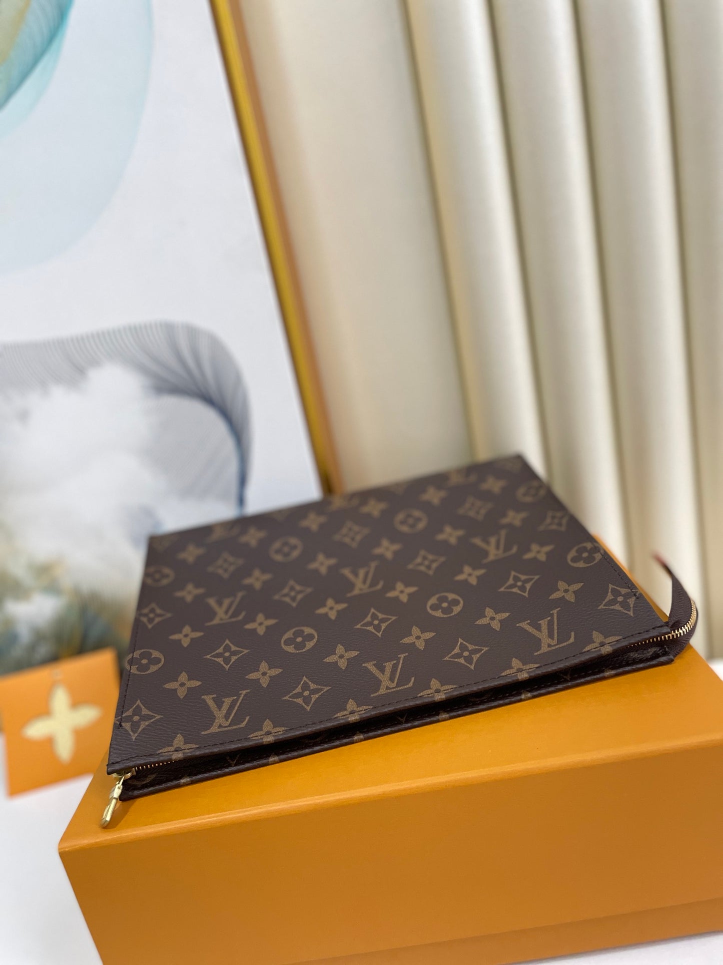 Louis Vuitton Classic Brown Monogram Canvas Toiletry Pouch Zippered Clutch Bag
