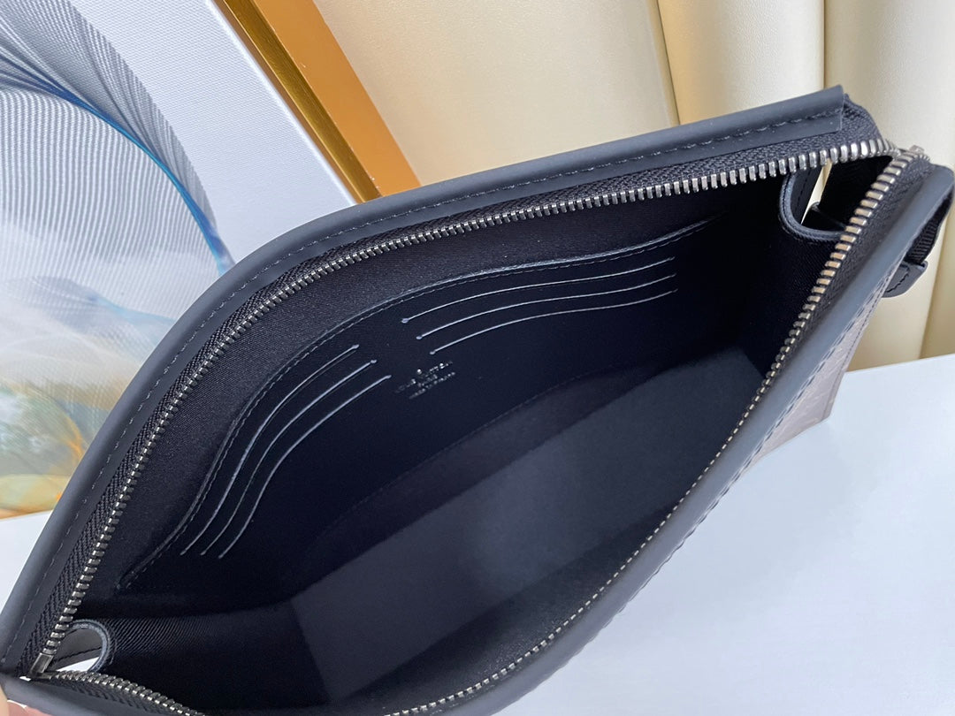 Louis Vuitton Black Monogram Canvas Zippered Travel Pouch Clutch Bag