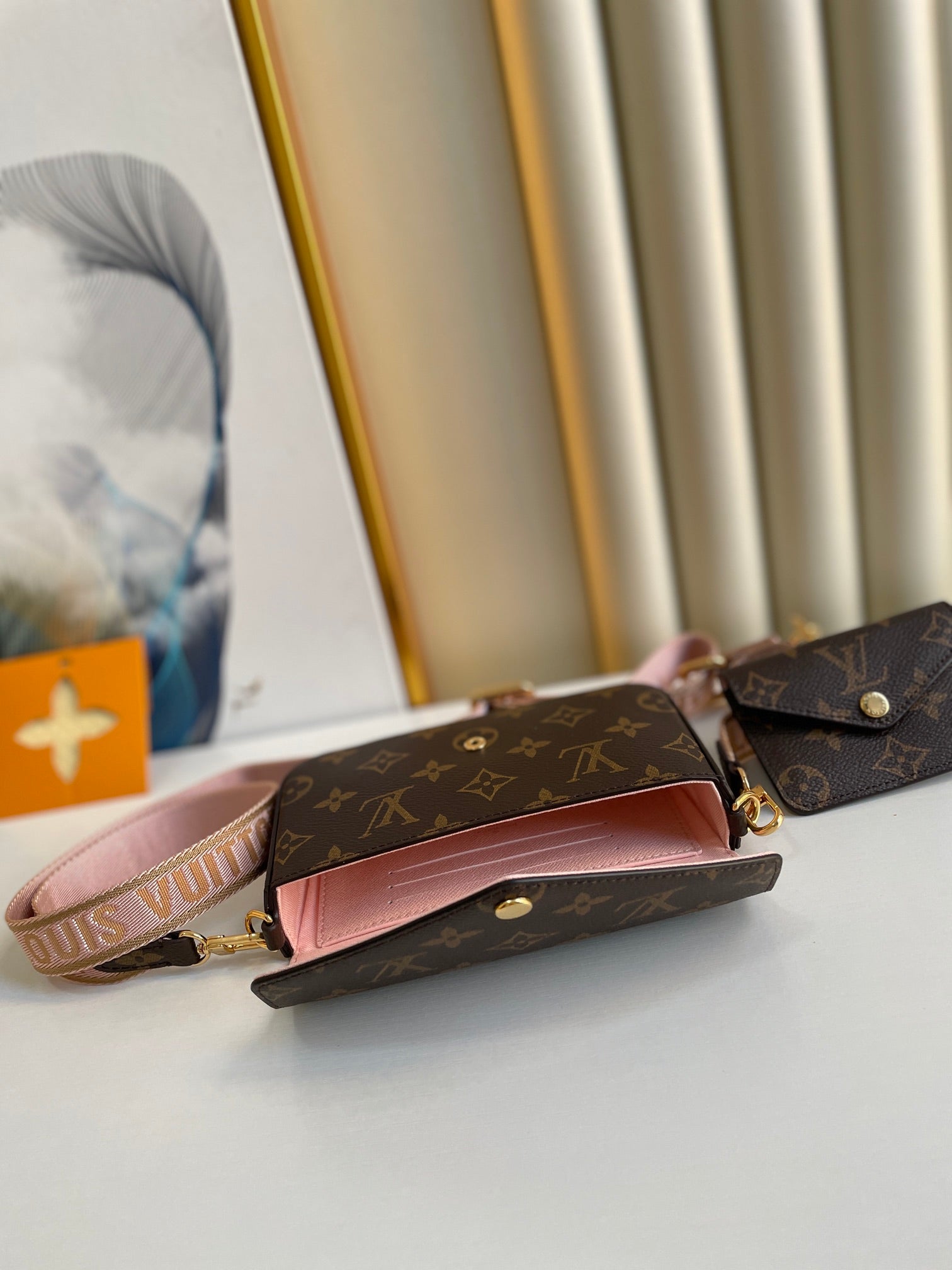 Louis Vuitton Felicie Strap &amp; Go Monogram Canvas Shoulder Bag