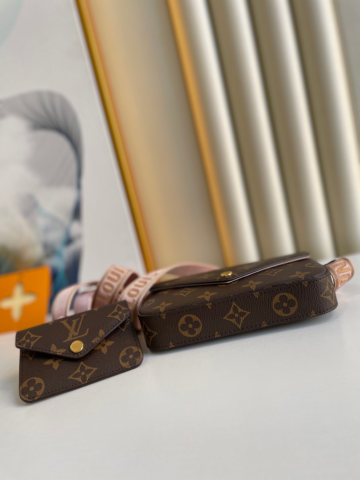 Louis Vuitton Brown Monogram Canvas Envelope Crossbody Bag Set with Coin Pouch