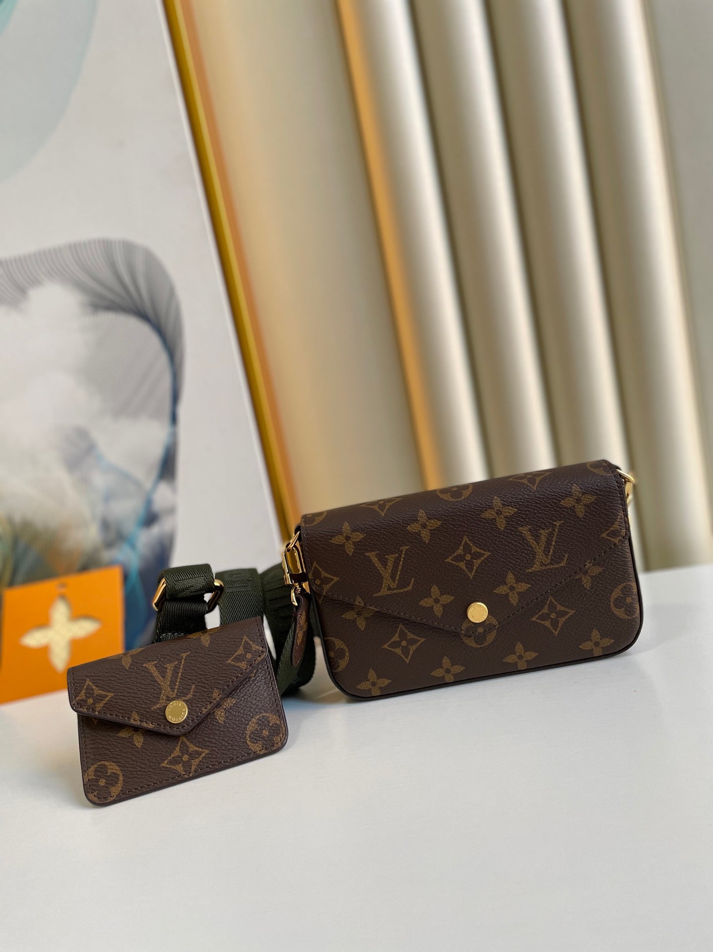 Louis Vuitton Vintage Brown Monogram Crossbody Bag with Mini Coin Pouch