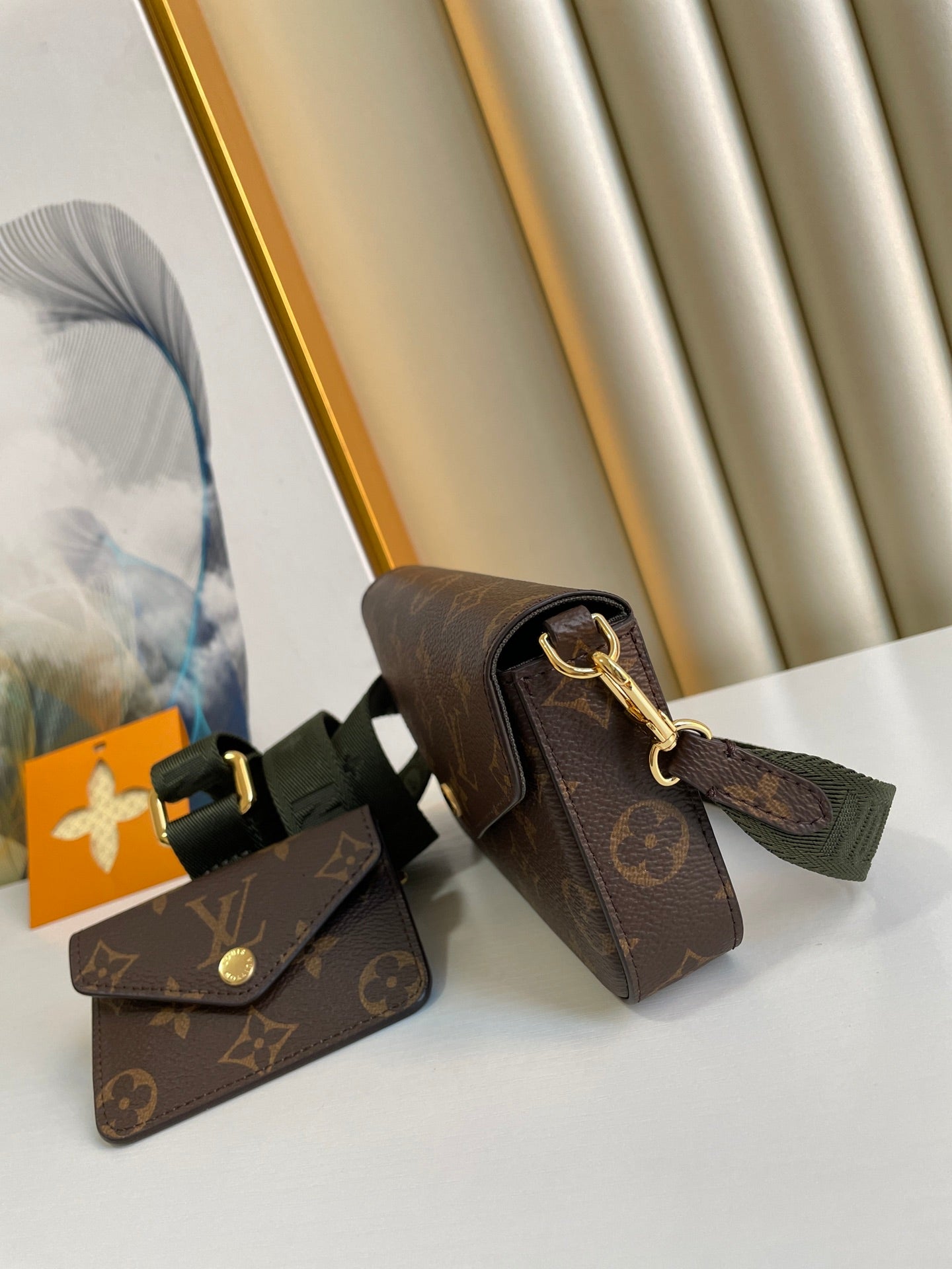 Louis Vuitton Vintage Brown Monogram Crossbody Bag with Mini Coin Pouch