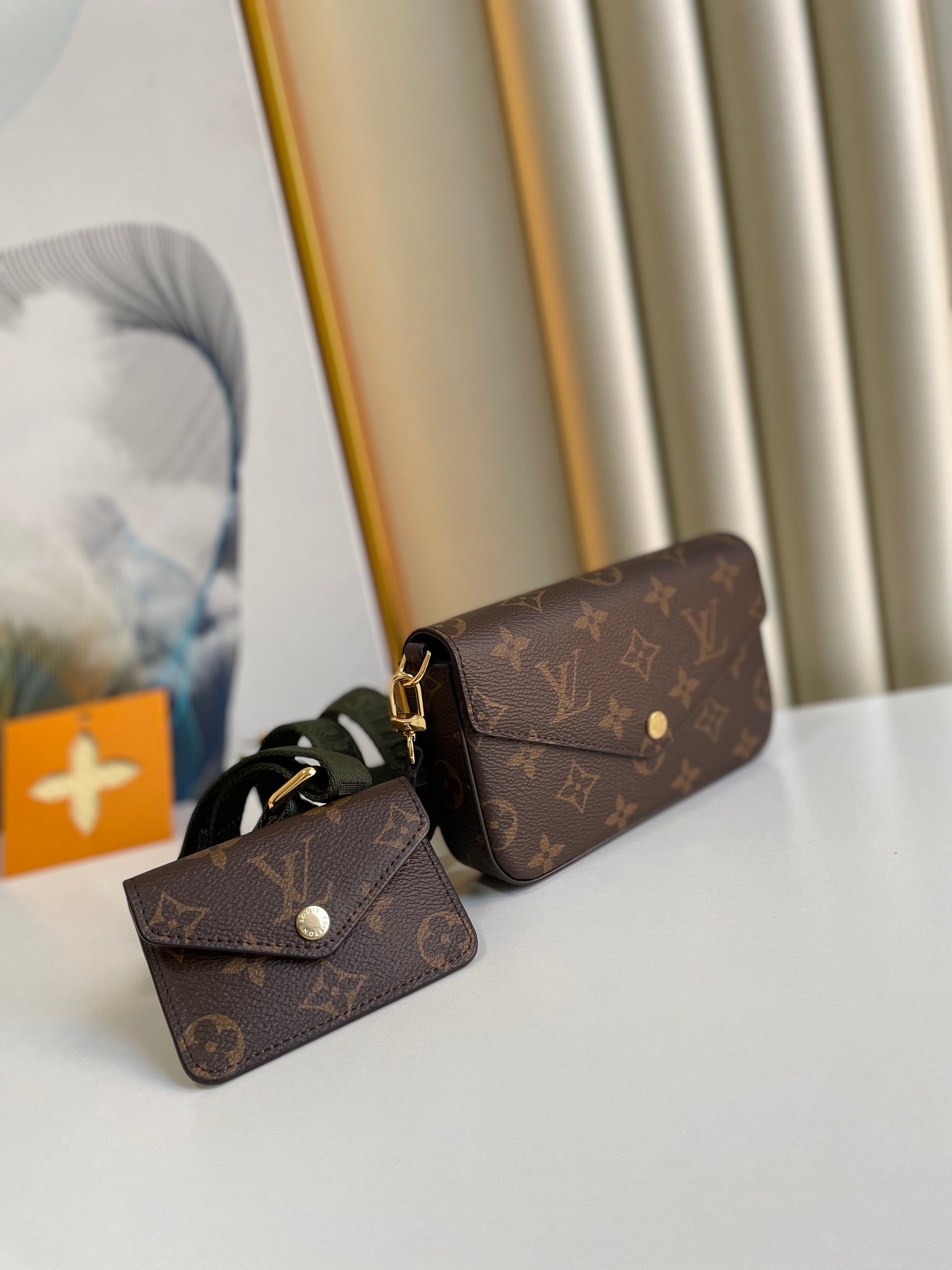 Louis Vuitton Vintage Brown Monogram Crossbody Bag with Mini Coin Pouch