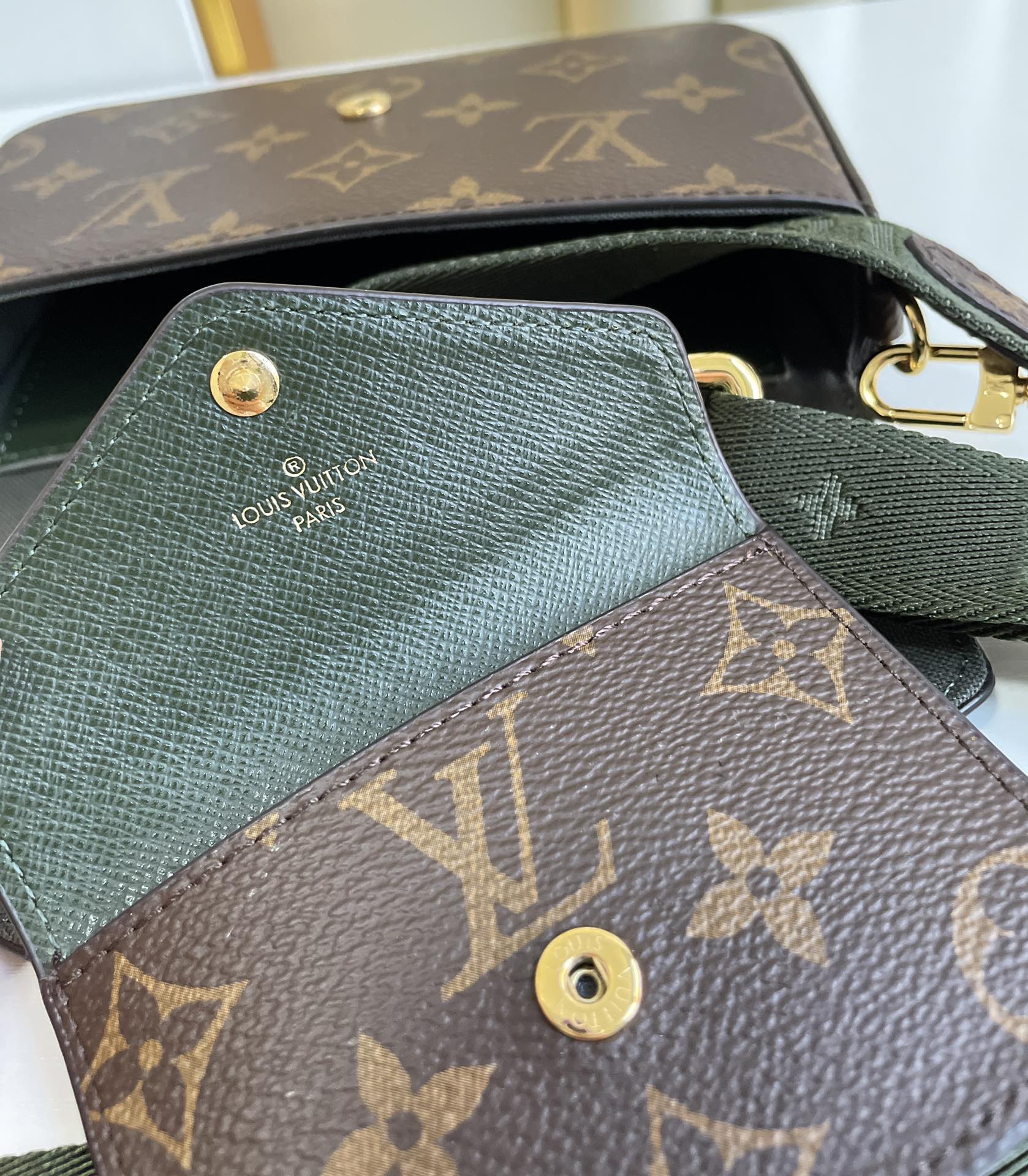 Louis Vuitton Vintage Brown Monogram Crossbody Bag with Mini Coin Pouch
