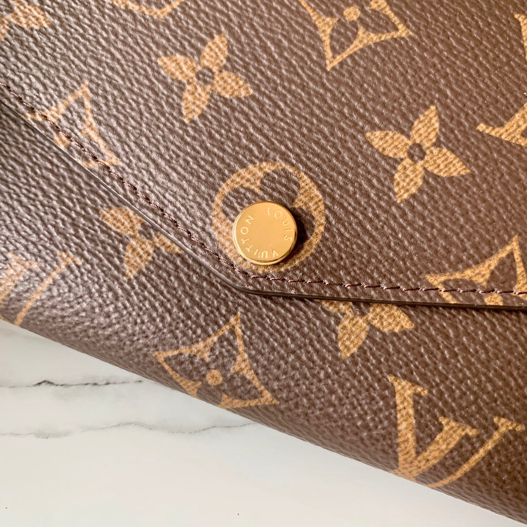 Louis Vuitton Classic Brown Monogram Canvas Long Envelope Wallet for Women