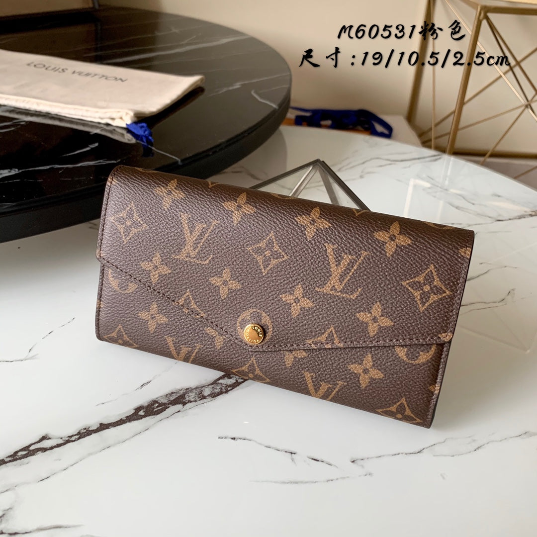 Louis Vuitton Classic Brown Monogram Canvas Long Envelope Wallet for Women