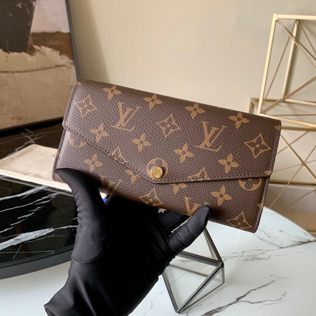 Louis Vuitton Classic Brown Monogram Canvas Long Envelope Wallet for Women