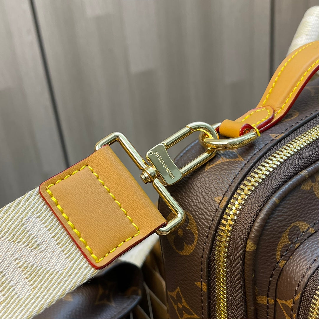 Louis Vuitton Vintage Brown Monogram Utility Shoulder Bag with Detachable Pouch