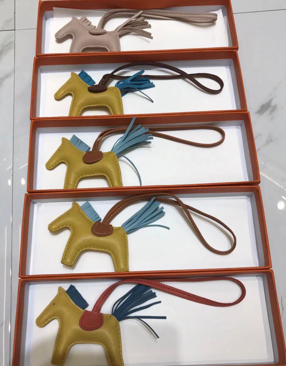 Hermes Rodeo Horse Bag Charm Milo Lambskin Leather Accessory - Various Colors