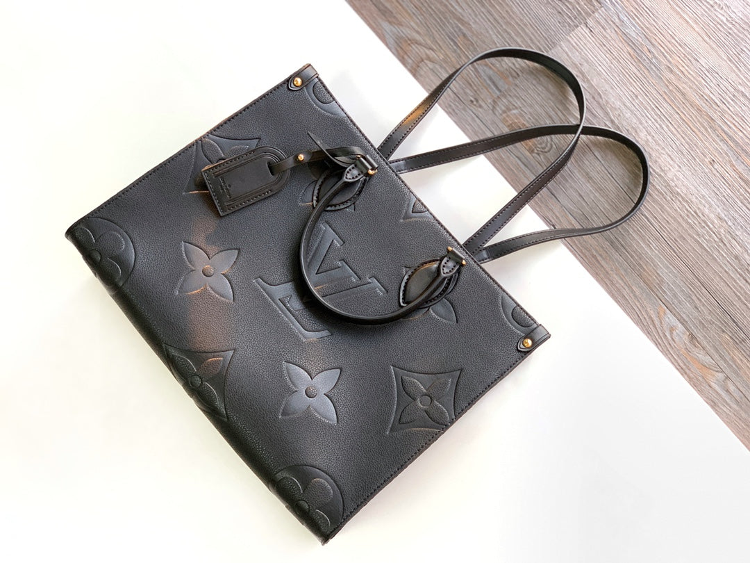 Louis Vuitton Onthego GM Tote Bag - Monogram Empreinte Leather - Black