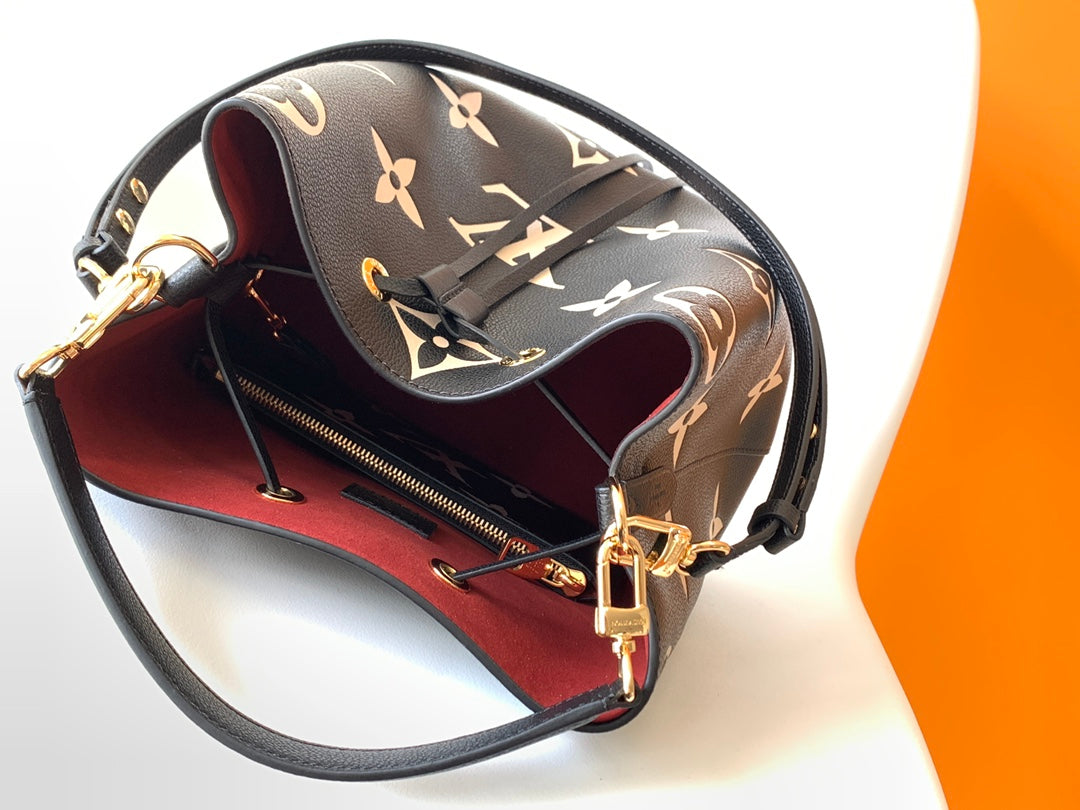Louis Vuitton Black Monogram Embossed Leather Hobo Handbag with Top Handle
