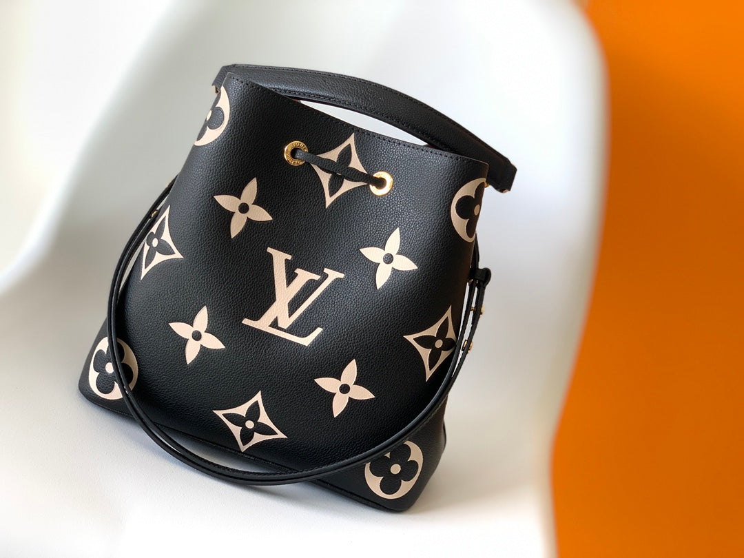 Louis Vuitton Black Monogram Embossed Leather Hobo Handbag with Top Handle