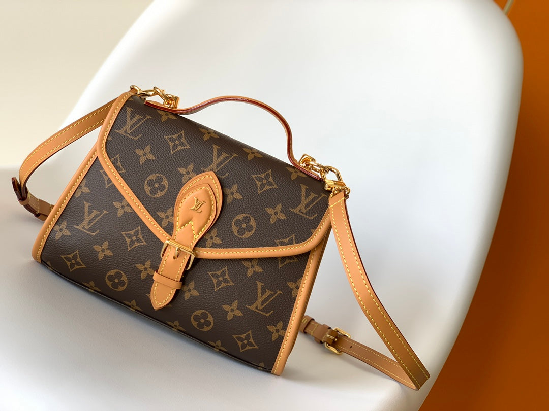 Louis Vuitton Classic Brown Monogram Top Handle Crossbody Satchel Handbag