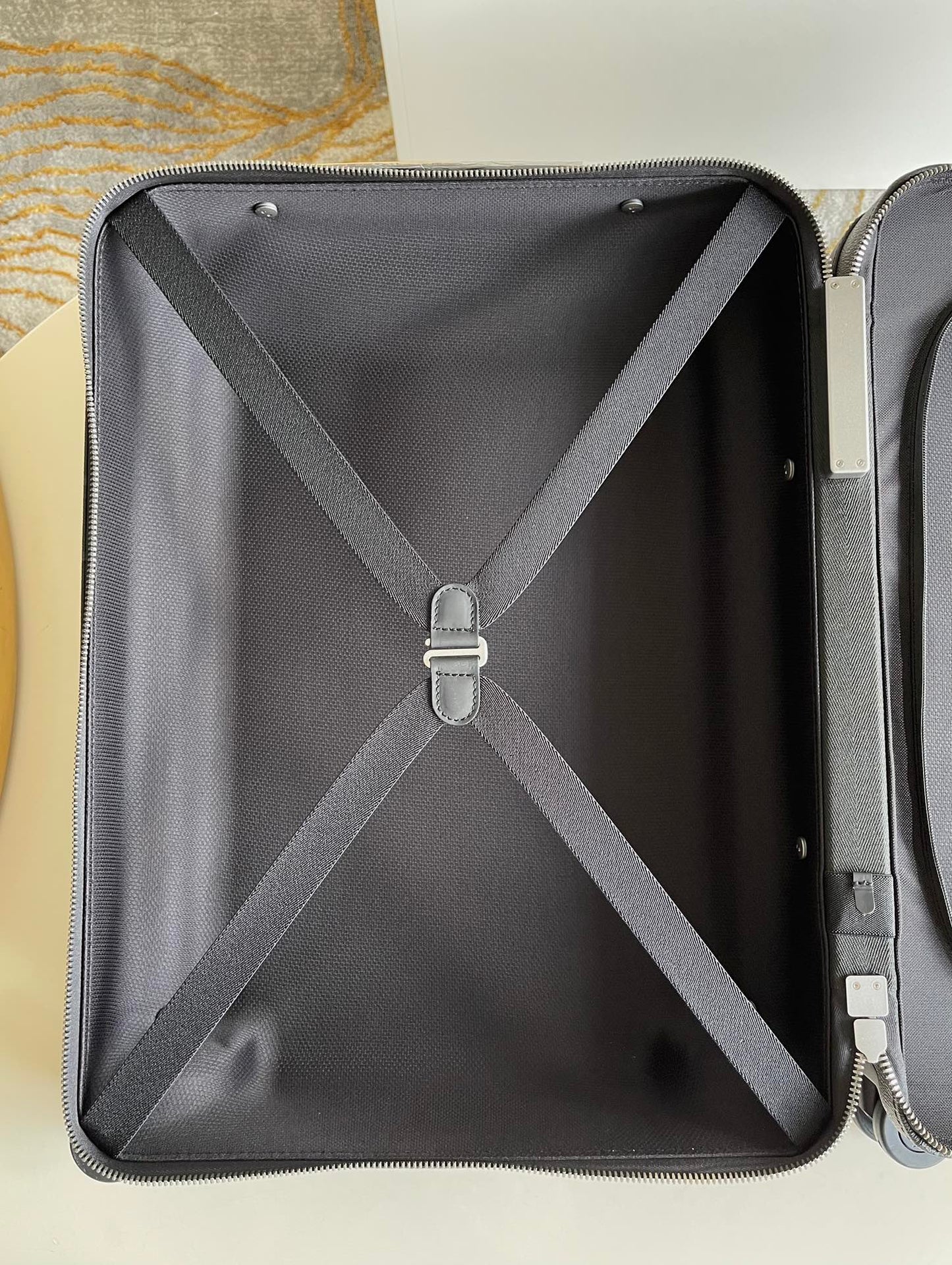 Modern Black Monogram Print Hardshell Carry-On Spinner Suitcase