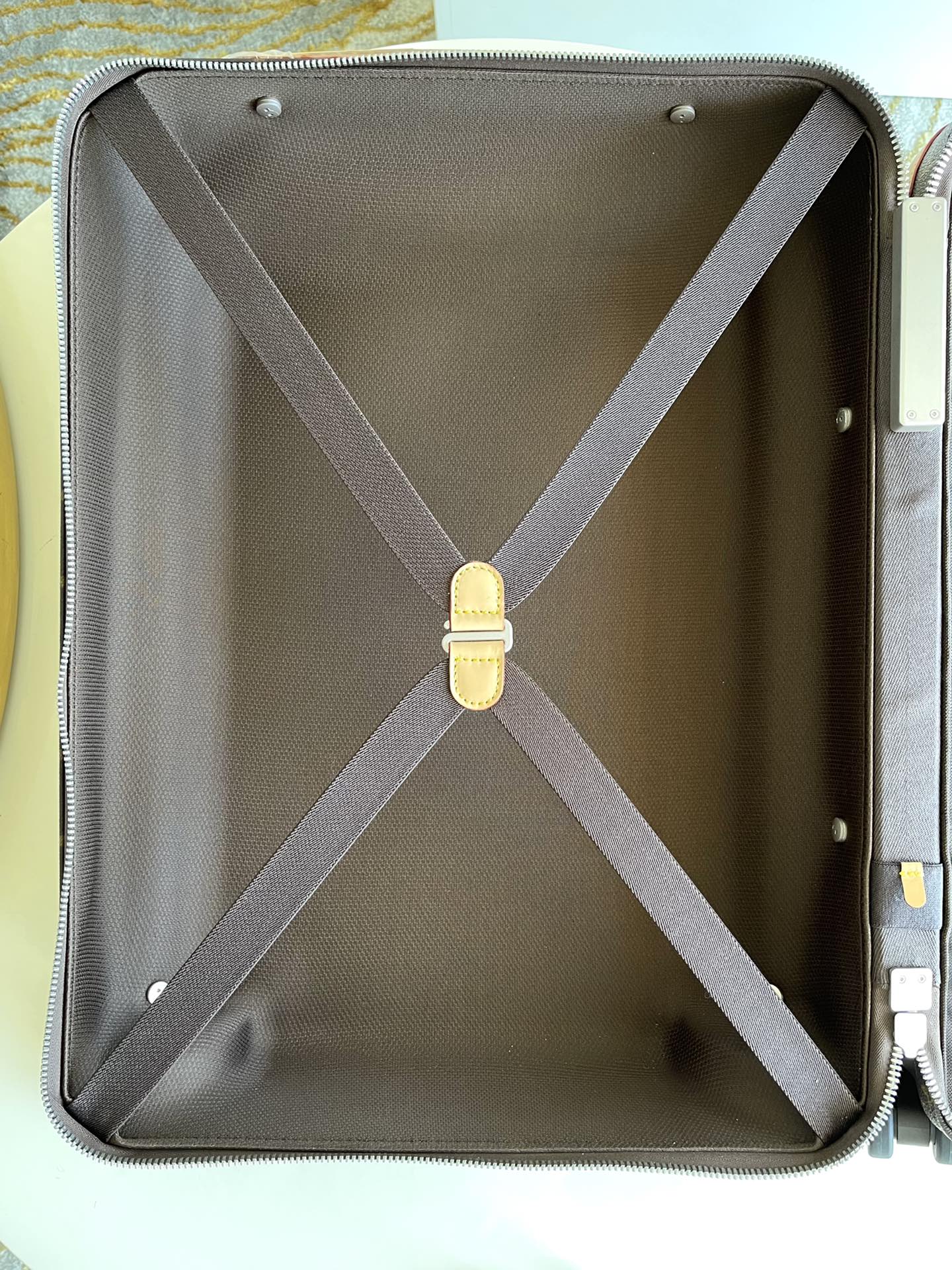 Luxury Brown Monogram Rolling Carry-On Suitcase with Spinner Wheels