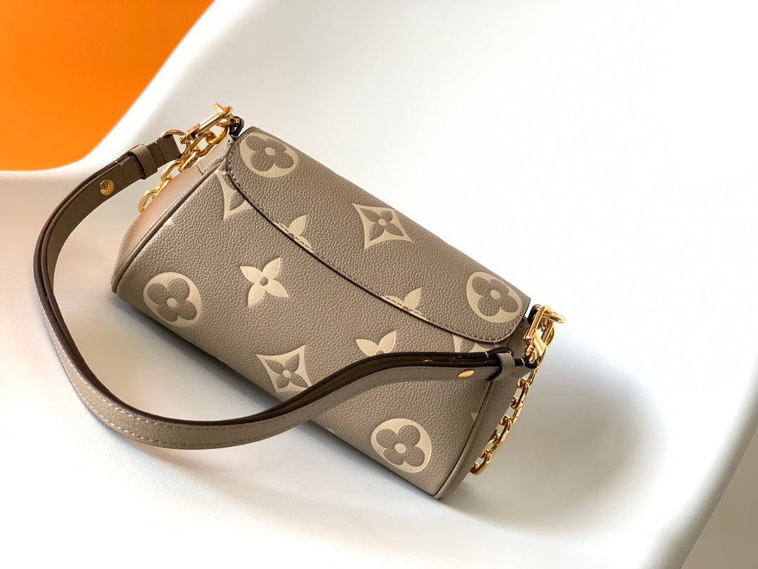 Louis Vuitton Taupe Monogram Leather Baguette Shoulder Bag with Gold Chain