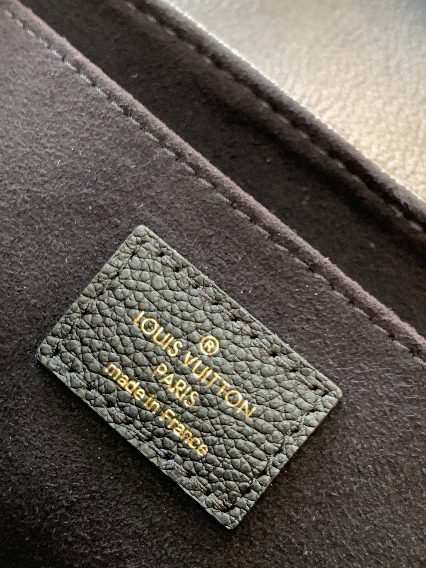 Louis Vuitton Elegant Black Leather Monogram Crossbody Bag with Gold Chain