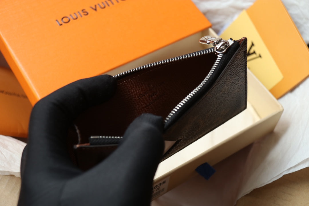Louis Vuitton Classic Brown Monogram Slim Leather Card Holder Wallet