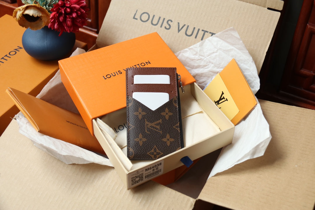 Louis Vuitton Classic Brown Monogram Slim Leather Card Holder Wallet