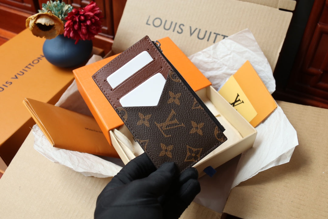 Louis Vuitton Classic Brown Monogram Slim Leather Card Holder Wallet