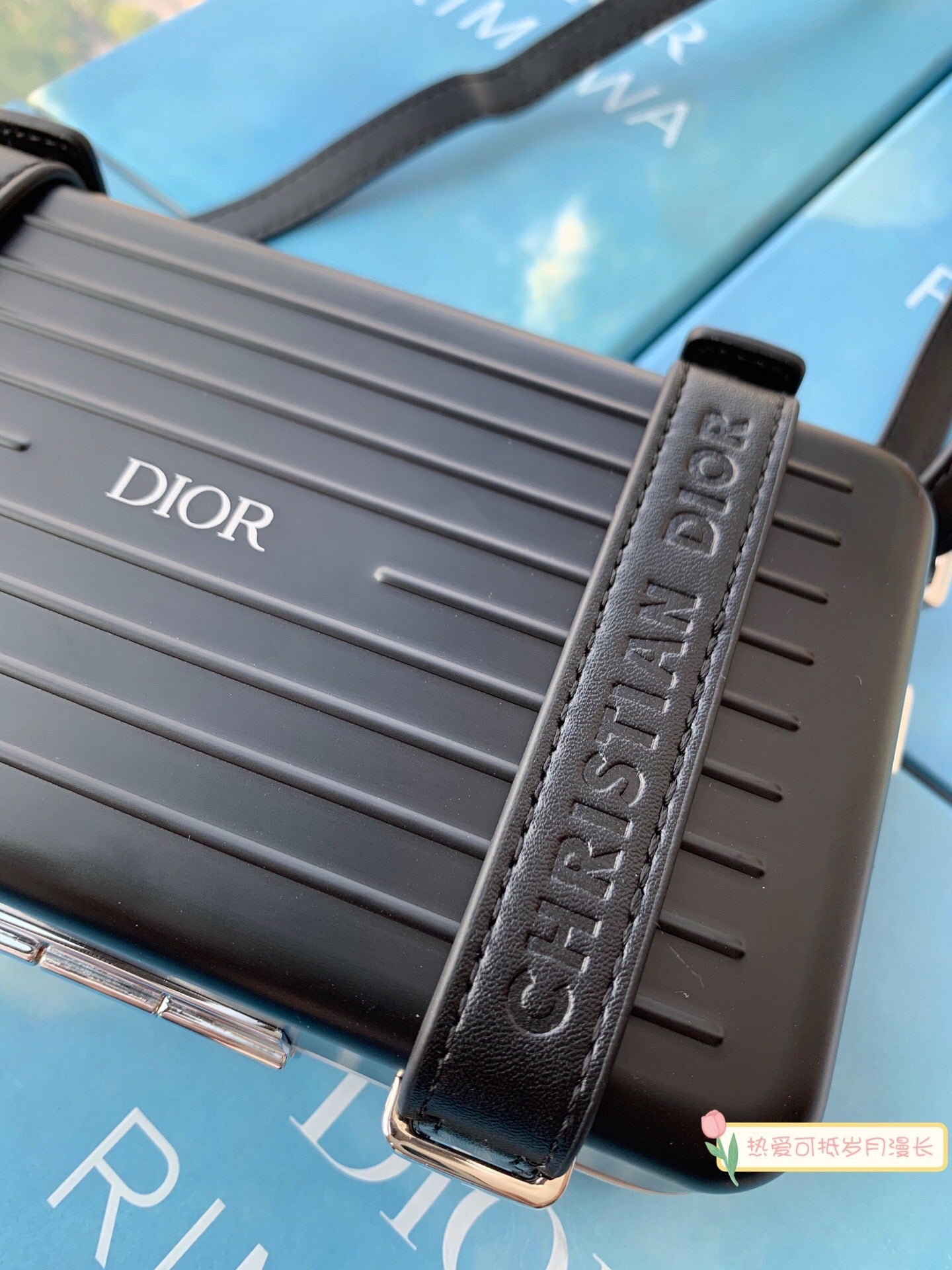 Matte Black Ribbed Hardshell Mini Suitcase Crossbody Bag