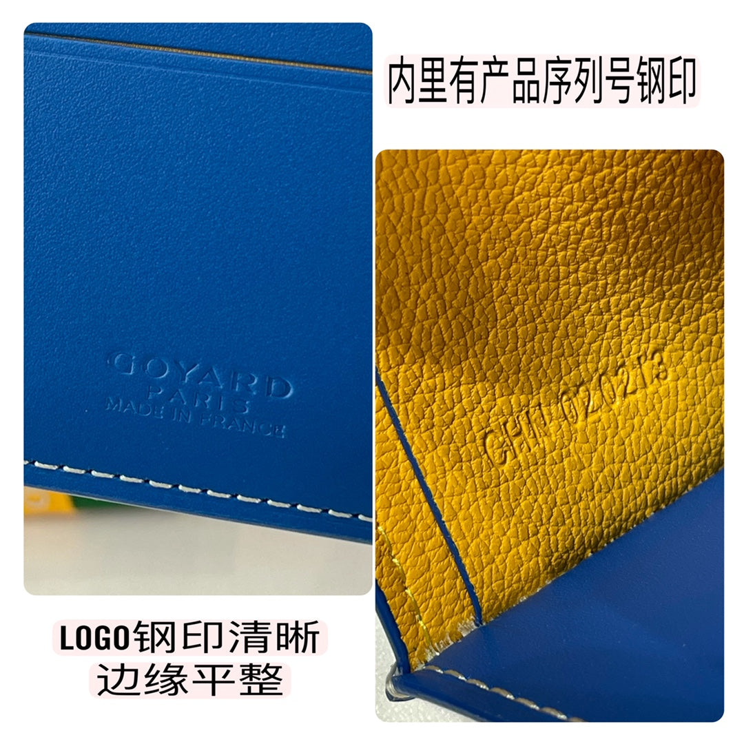 Gogy Classic Blue Chevron Patterned Slim Leather Bi-fold Wallet