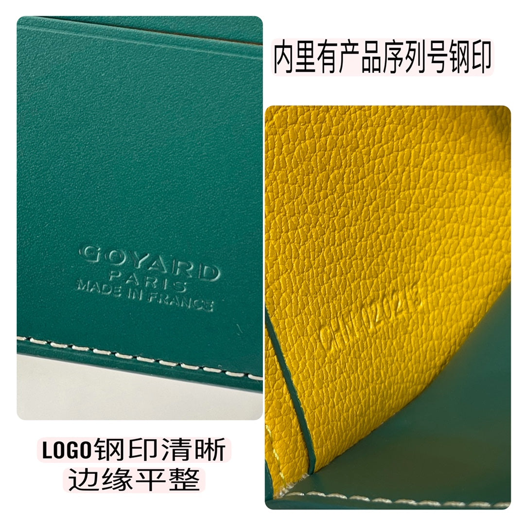 Gogy Classic Green Chevron Pattern Leather Bifold Wallet