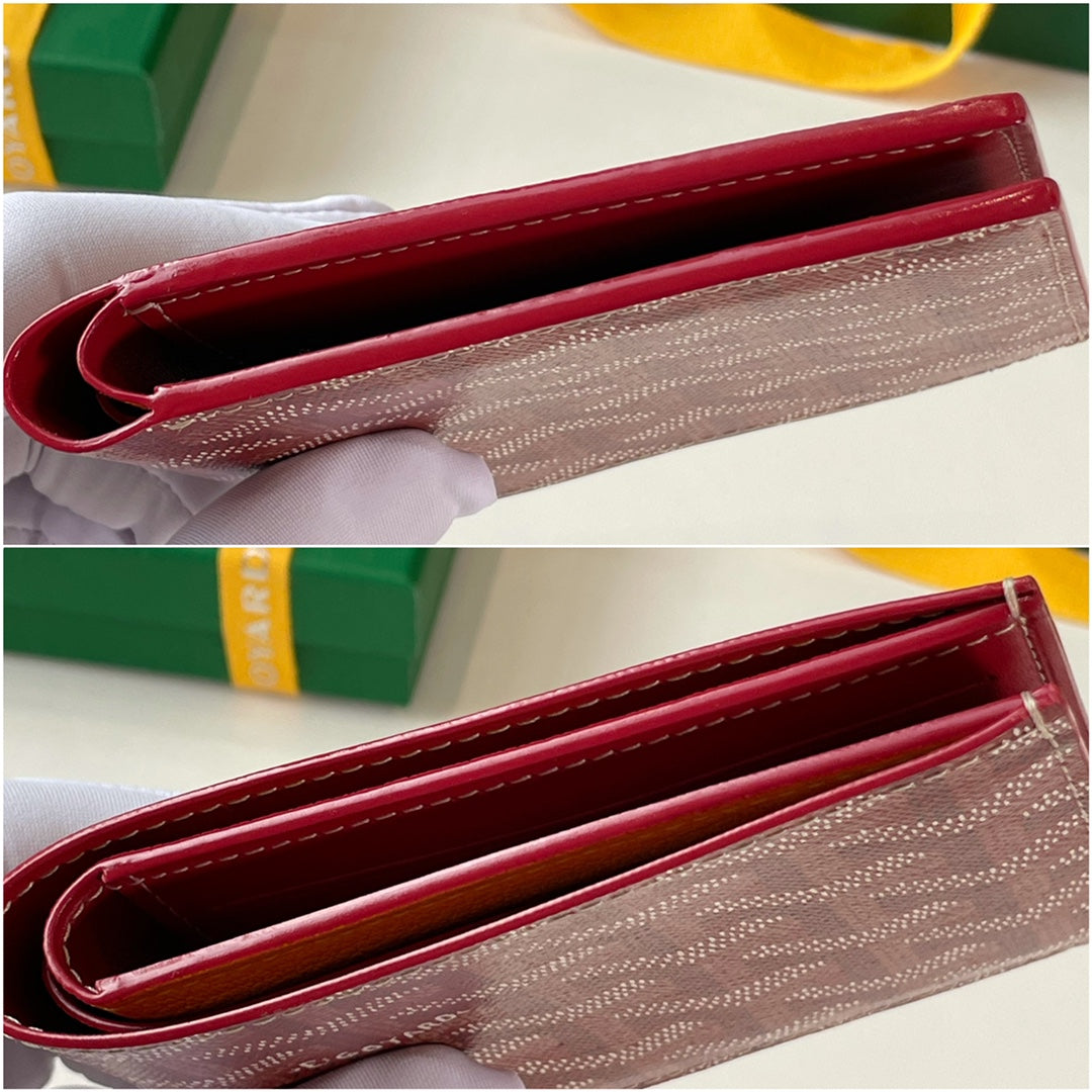 Gogy Red Chevron Pattern Men's Bifold Leather Wallet with Gift Box