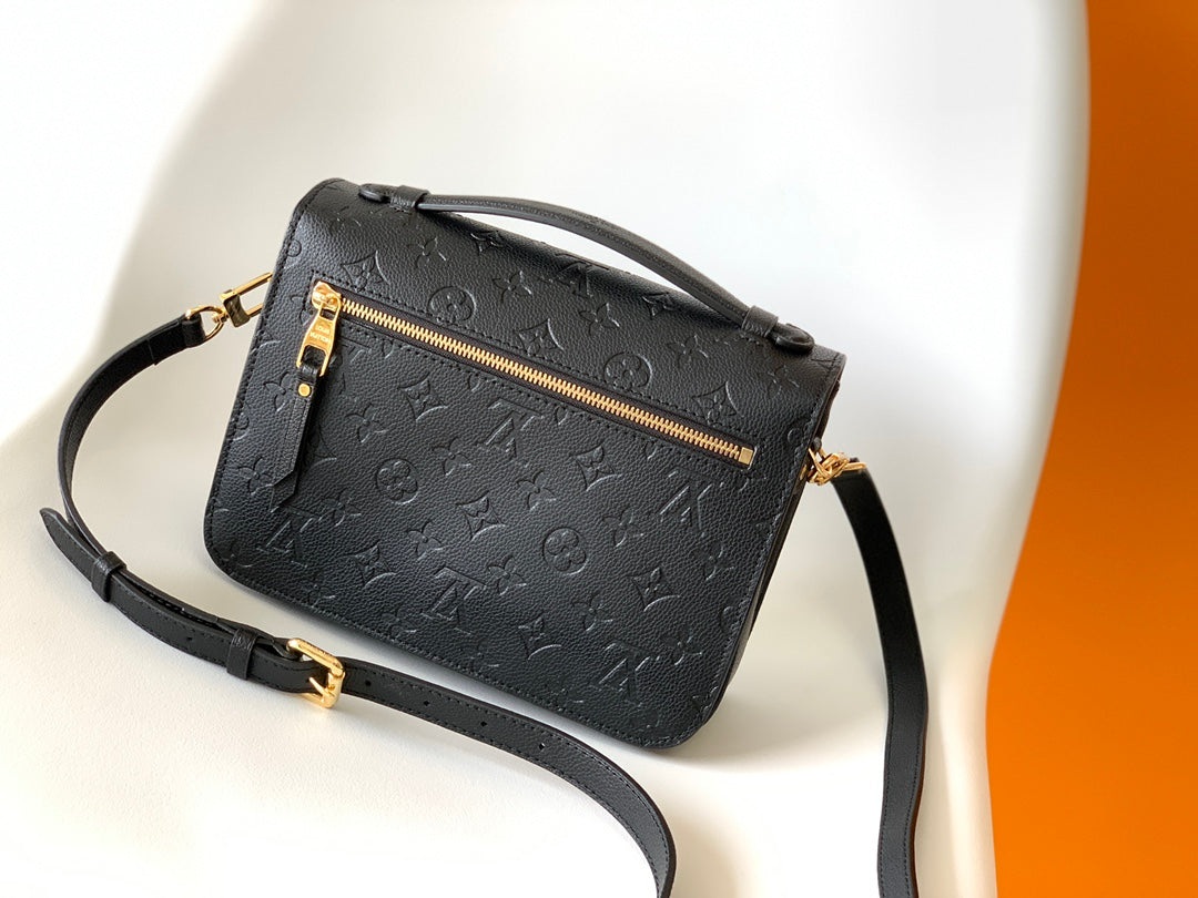 Louis Vuitton Pochette Métis Monogram Empreinte Leather Handbag - Black