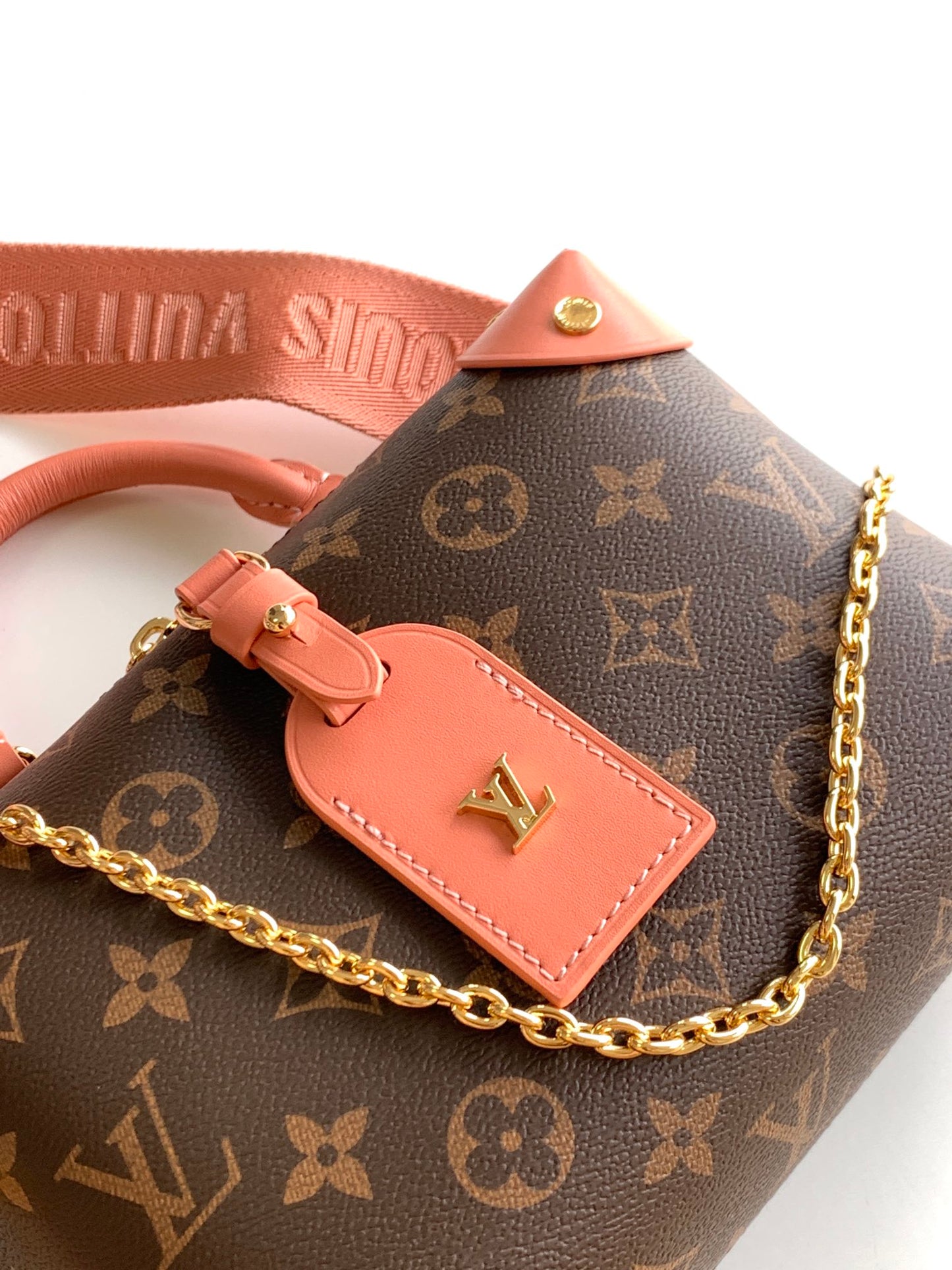 Louis Vuitton Structured Monogram Mini Trunk Bag with Pink Fabric Strap