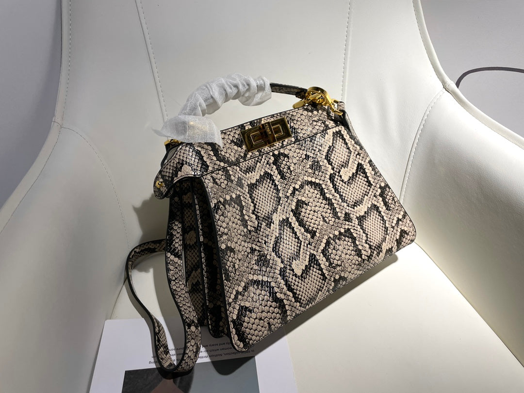 Luxury Exotic Snakeskin Pattern Leather Top Handle Bag - Designer Style Mini Crossbody