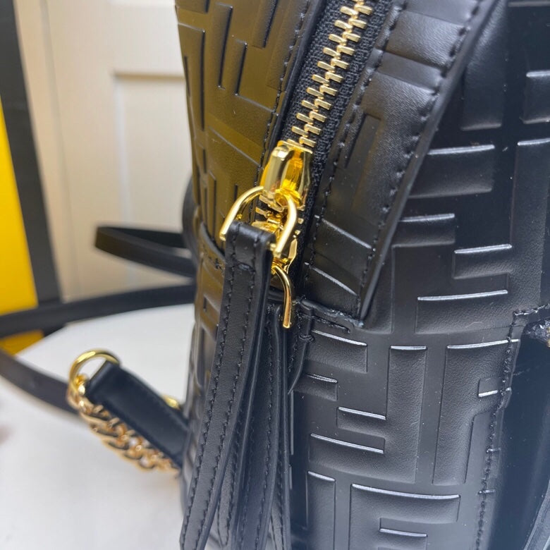 Fendi FF Embossed Leather Backpack - Black
