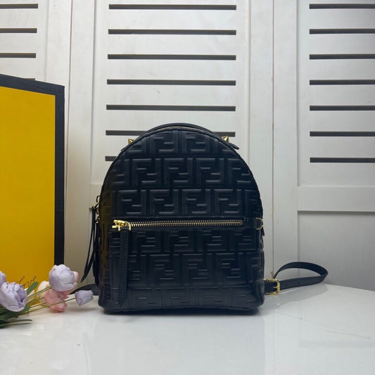 Fendi FF Embossed Leather Backpack - Black