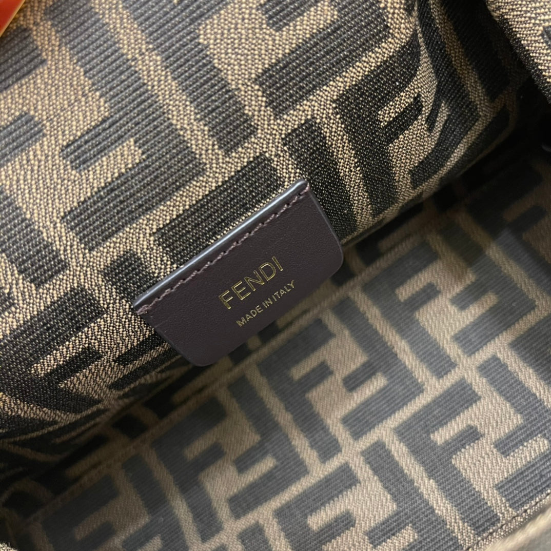 Fendi First Small Black Leather Bag with Gold-Finish Metal F Clasp