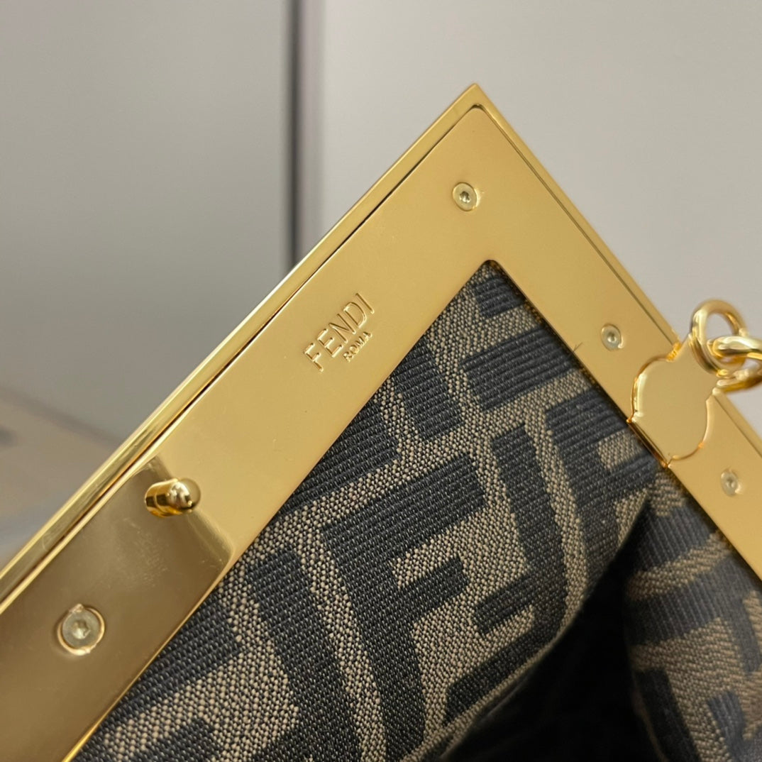 Brown Leather Asymmetrical Frame Clutch Bag - Elegant Gold Hardware Crossbody