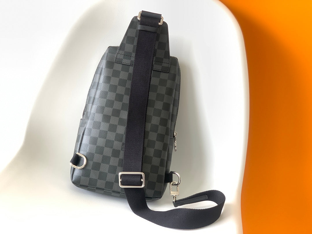 Louis Vuitton Grey Checkerboard Crossbody Sling Bag Men's Travel Chest Pack