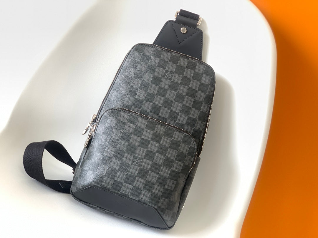 Louis Vuitton Grey Checkerboard Crossbody Sling Bag Men's Travel Chest Pack