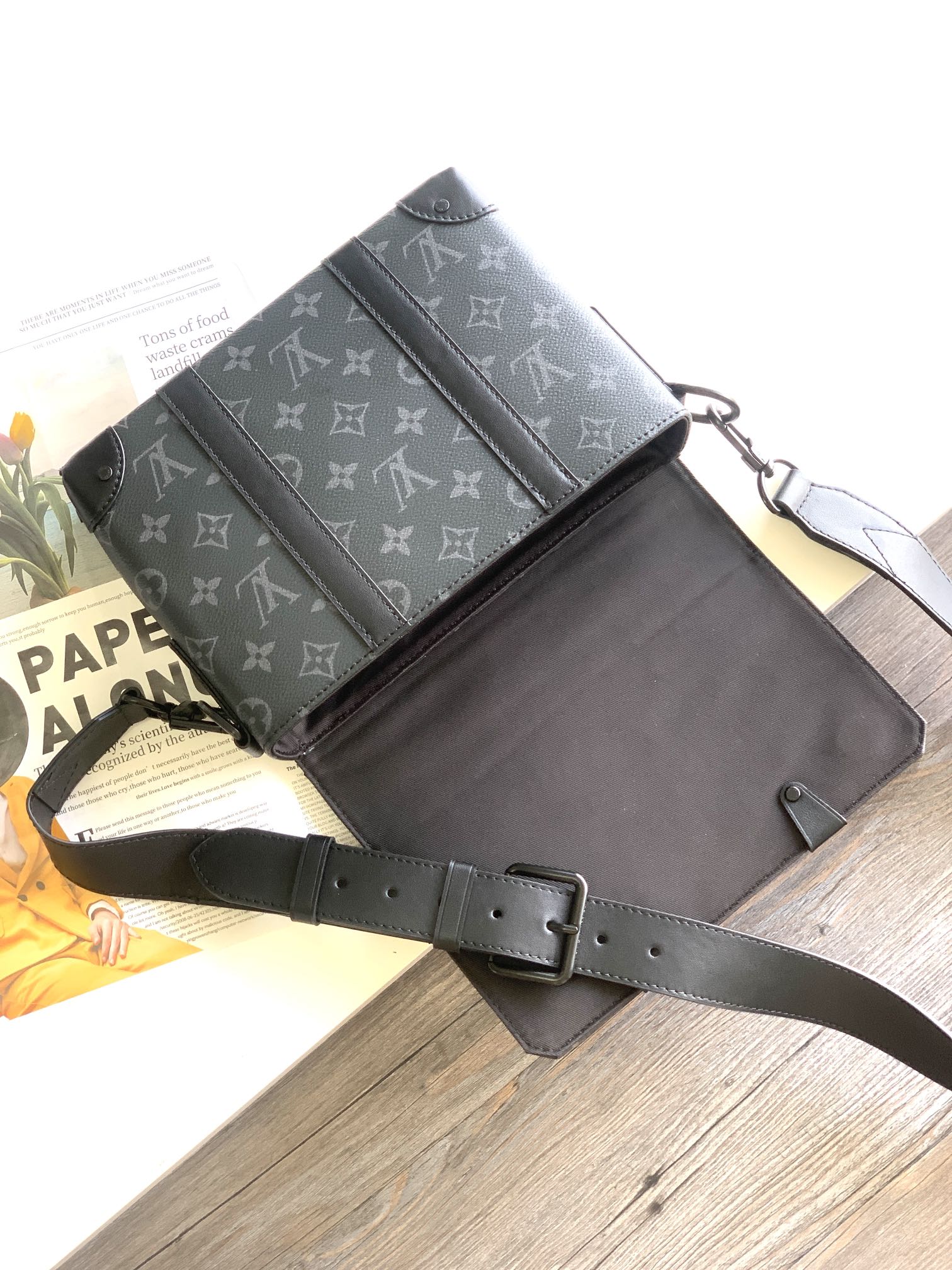 Louis Vuitton Black Monogram Pattern Soft Trunk Crossbody Messenger Bag