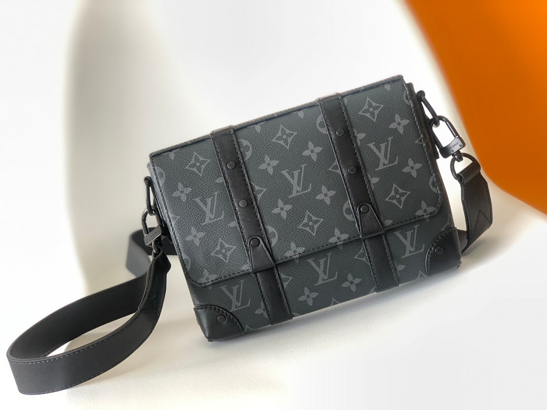 Louis Vuitton Black Monogram Pattern Soft Trunk Crossbody Messenger Bag