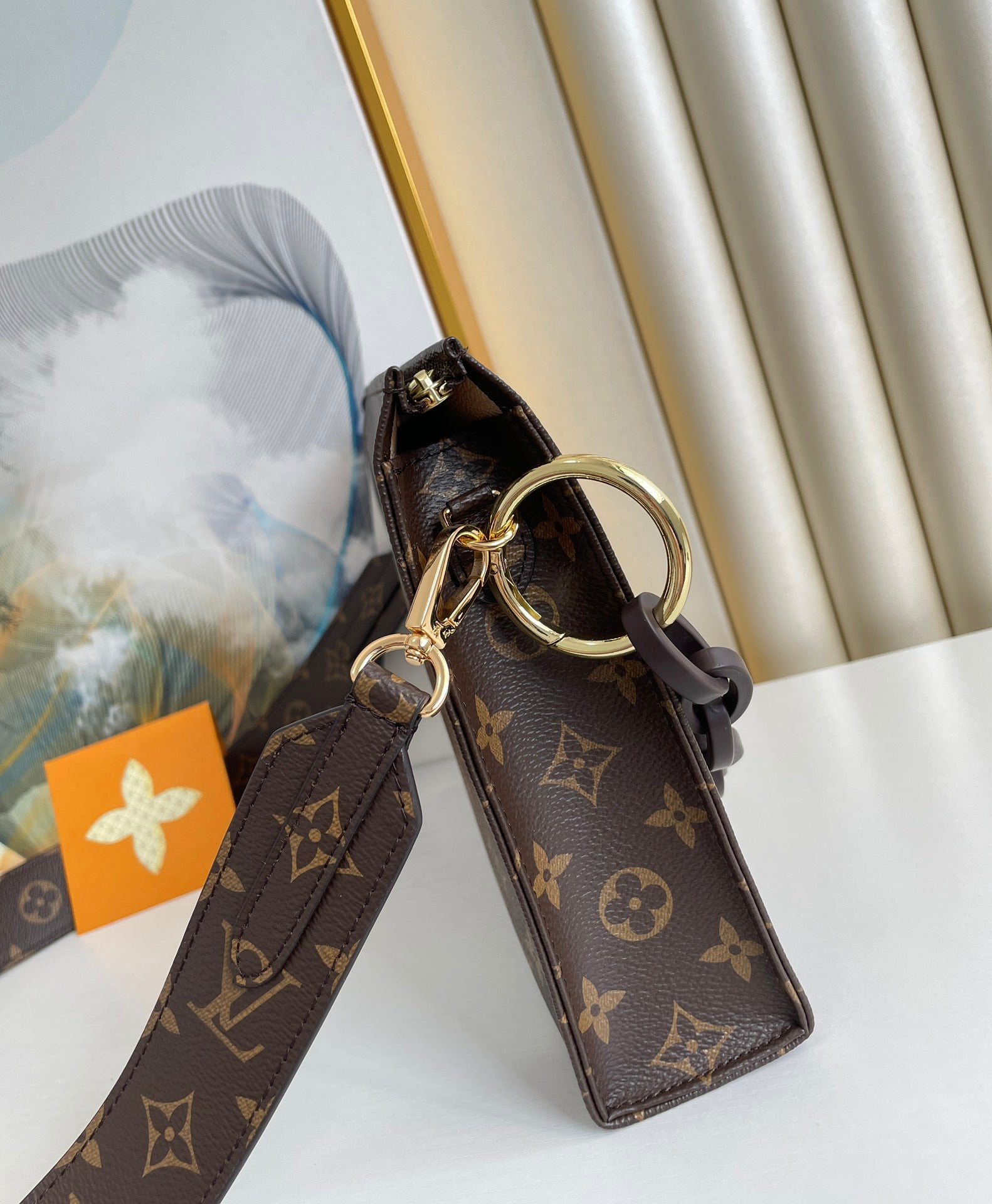 Louis Vuitton Vintage Brown Monogram Envelope Shoulder Bag with Chain Strap