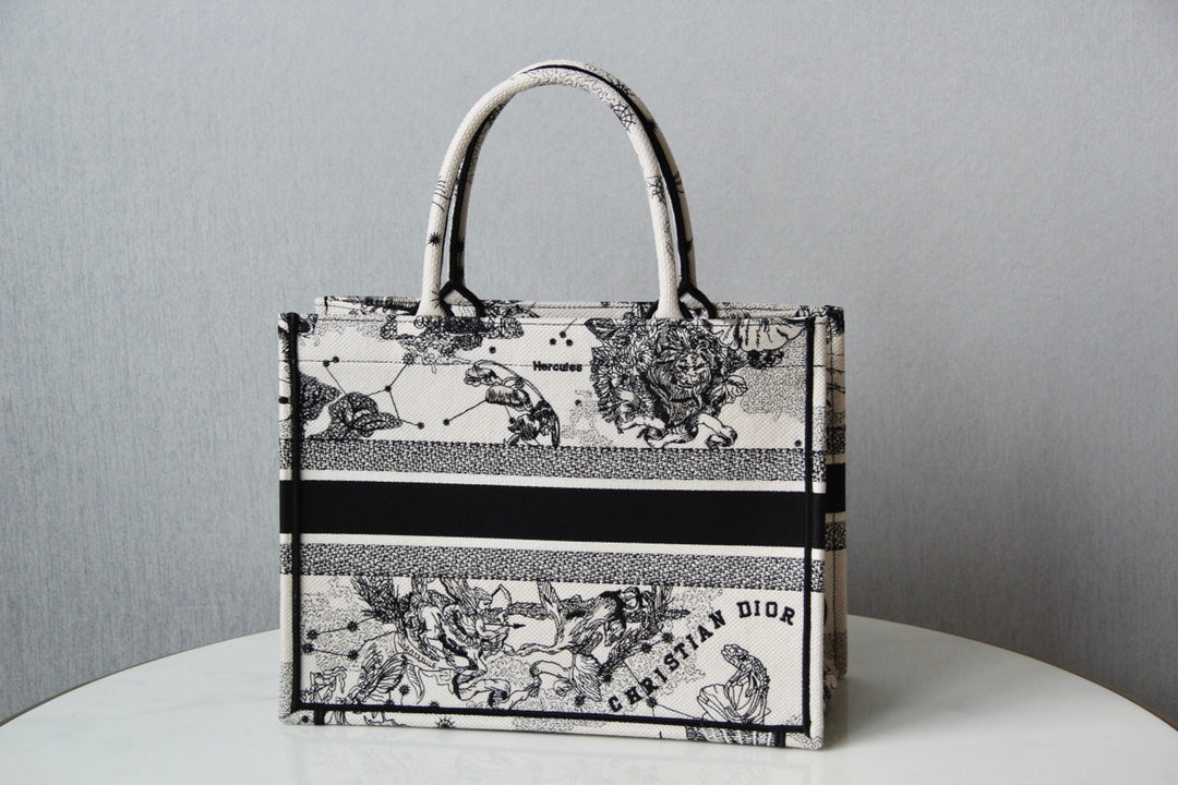 Dior Vintage Celestial Constellation Print Canvas Tote Handbag