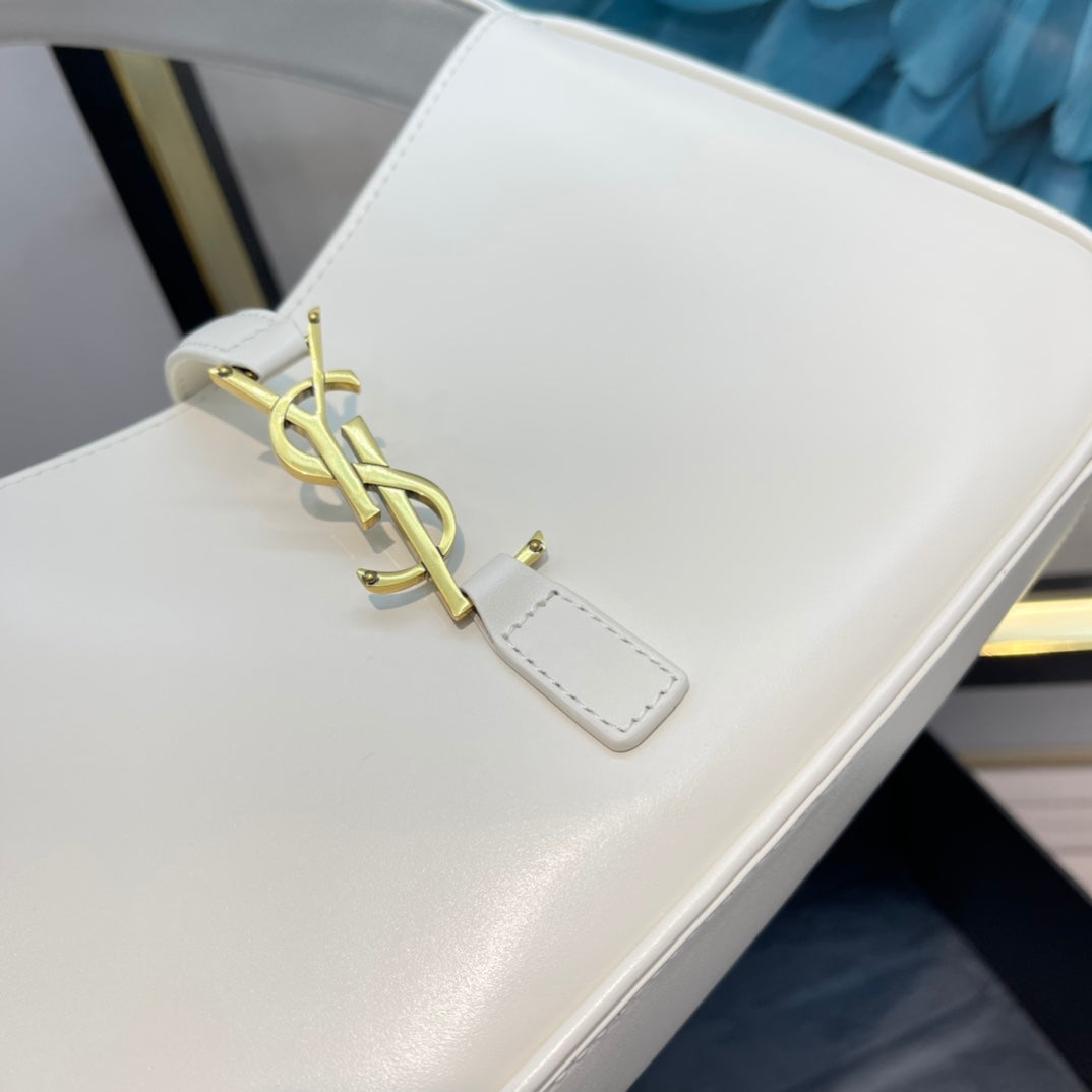 Saint Laurent Le 5 à 7 Small Leather Shoulder Bag in Blanc