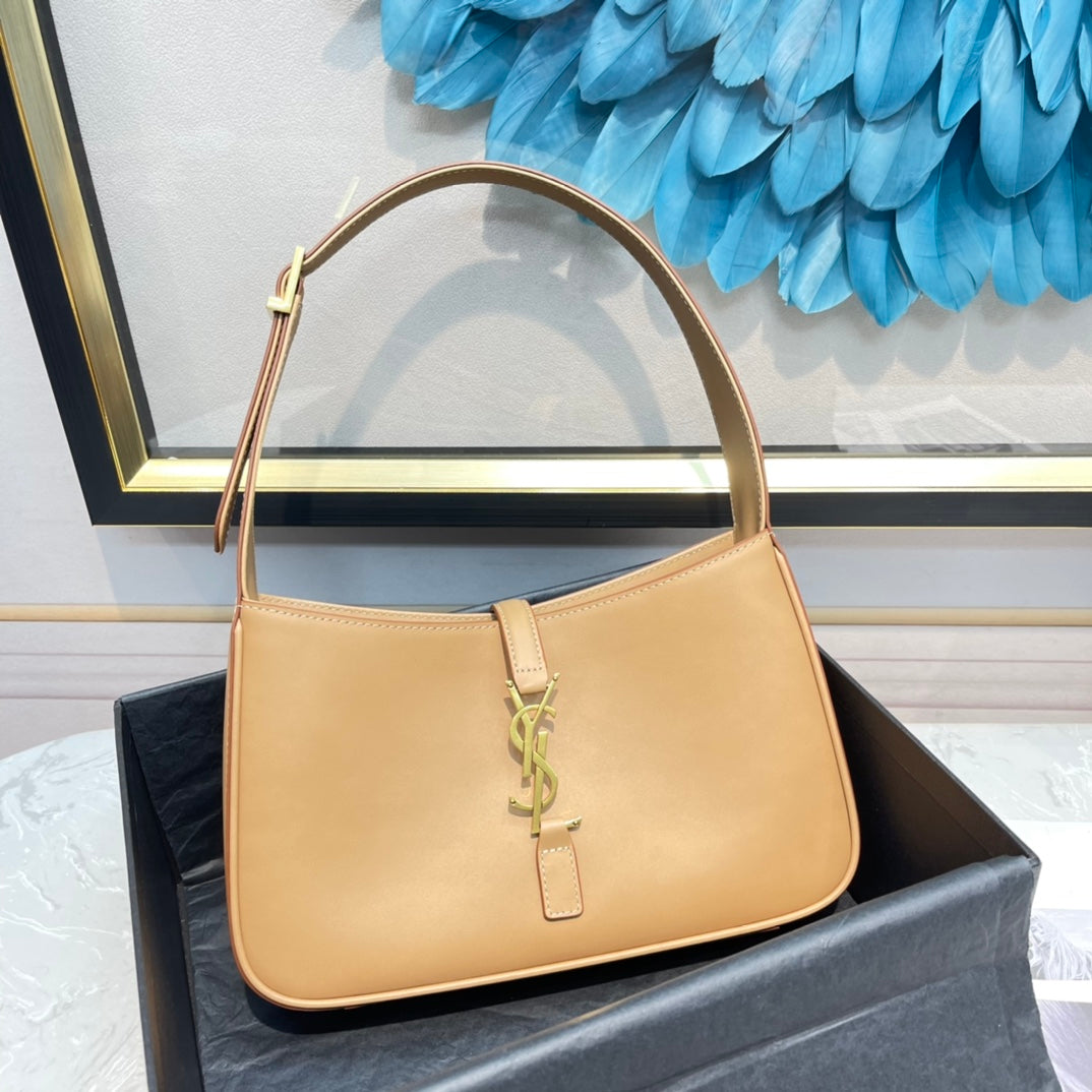 Saint Laurent Le 5 à 7 Small Hobo Bag in Smooth Leather - Tan