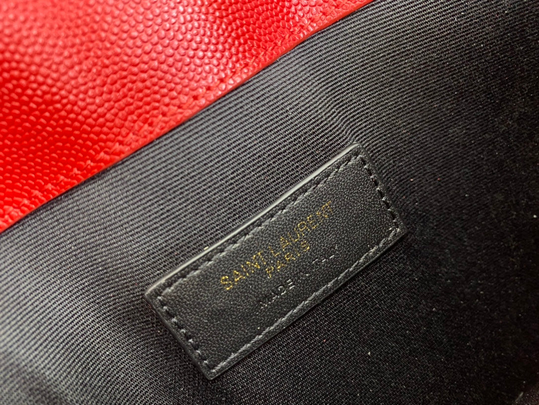 Saint Laurent Monogram Leather Envelope Clutch - Red