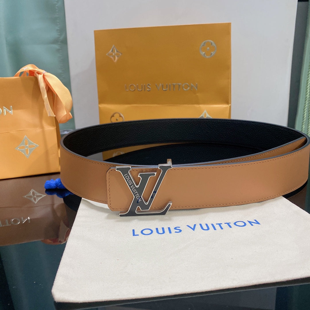 Louis Vuitton LV Initiales 40mm Reversible Belt Black Leather with Silver-Tone Buckle